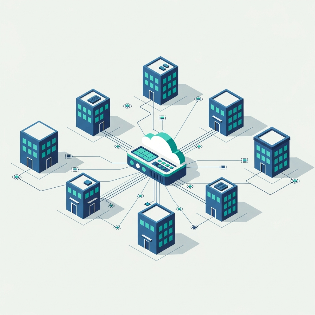 Edificios de empresas conectados a la nube